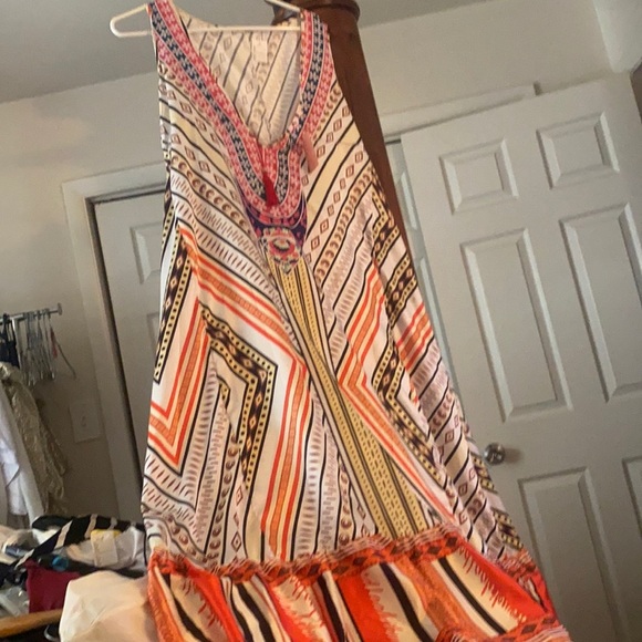 Printed dress with ruffle bottom - Picture 1 of 4